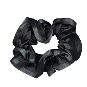 Black Ruffles Silk Hair Tie‎ Accessories Scrunchie Handmade SB24
